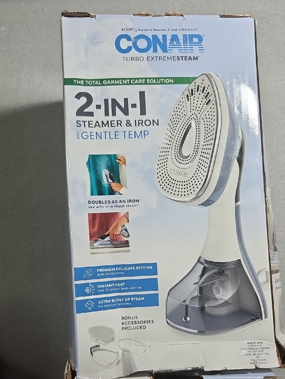 Conair Turbo ExtremeSteam 2-in-1 Handheld Garment Steamer & Iron Open Box - Picture 2 of 4